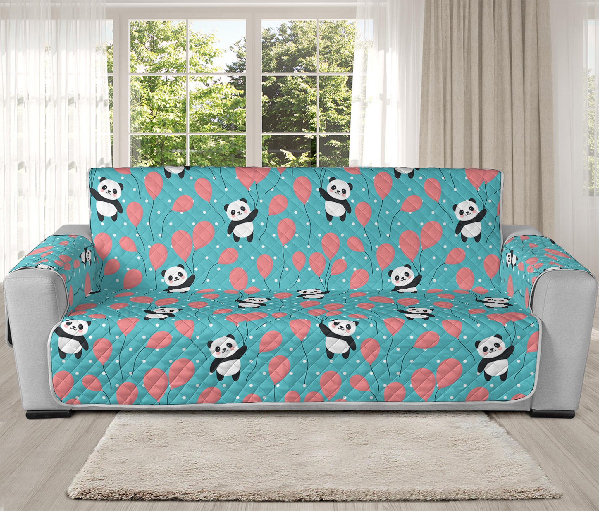 Cute Panda And Balloon Pattern Print Oversized Sofa Protector