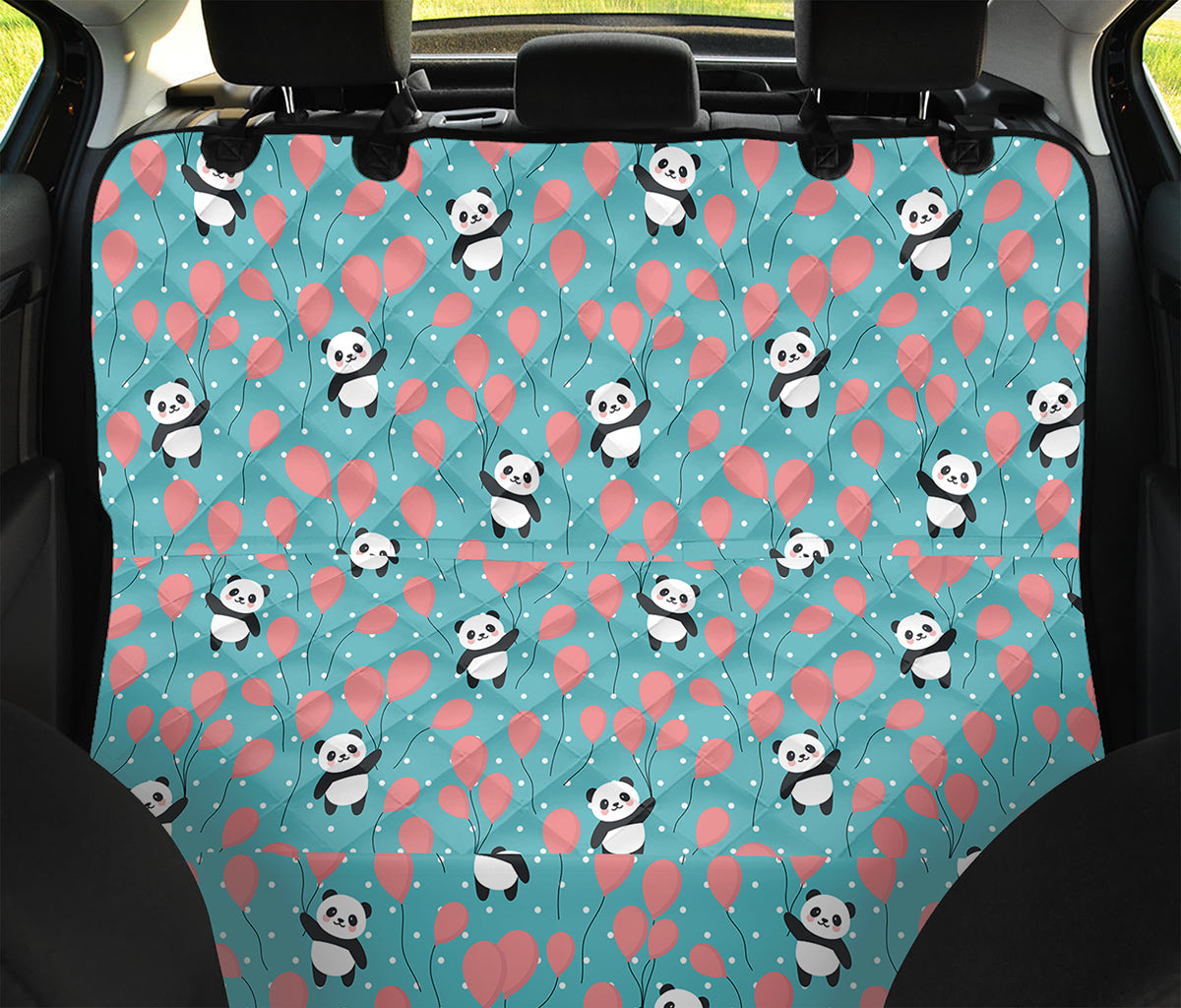 Cute Panda And Balloon Pattern Print Pet Car Back Seat Cover