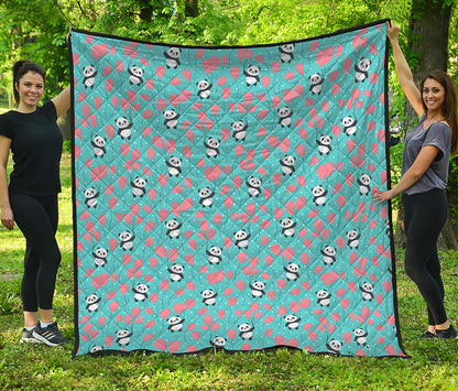 Cute Panda And Balloon Pattern Print Quilt