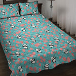 Cute Panda And Balloon Pattern Print Quilt Bed Set