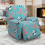 Cute Panda And Balloon Pattern Print Recliner Slipcover