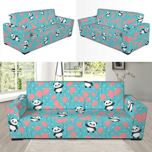 Cute Panda And Balloon Pattern Print Sofa Slipcover