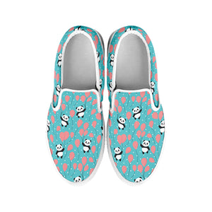 Cute Panda And Balloon Pattern Print White Slip On Shoes