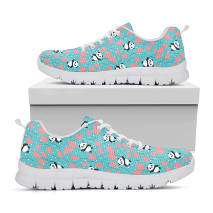 Cute Panda And Balloon Pattern Print White Sneakers