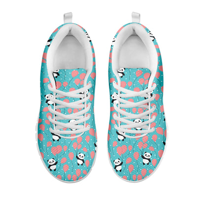 Cute Panda And Balloon Pattern Print White Sneakers