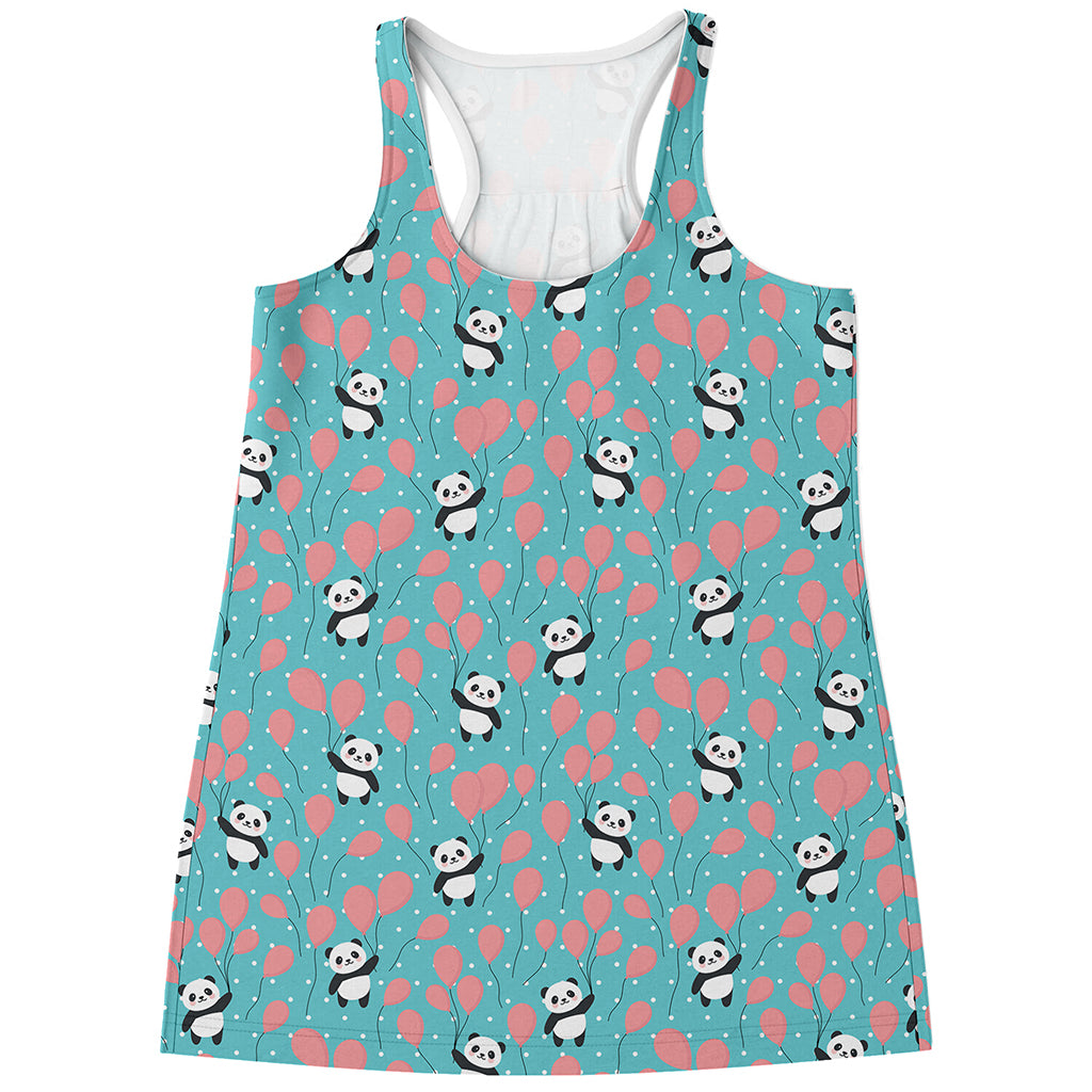 Cute Panda And Balloon Pattern Print Women's Racerback Tank Top