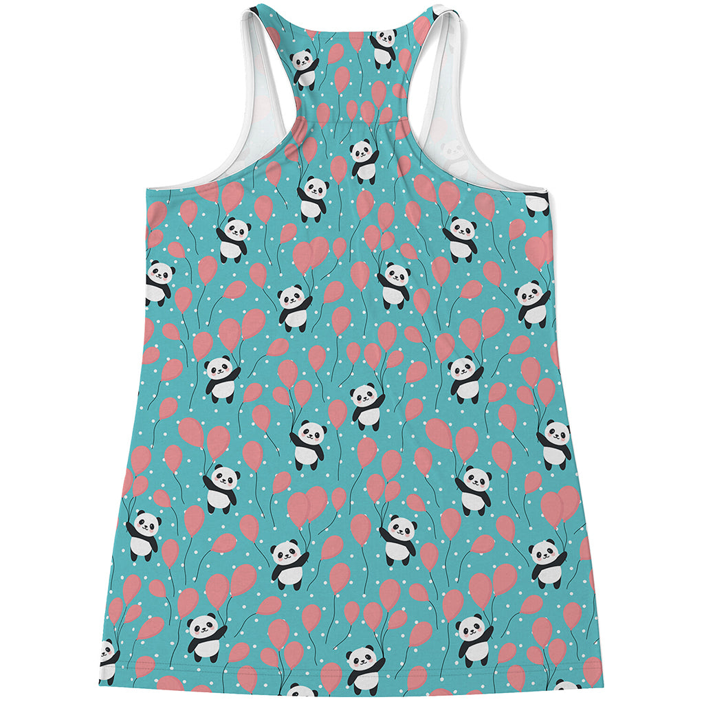 Cute Panda And Balloon Pattern Print Women's Racerback Tank Top