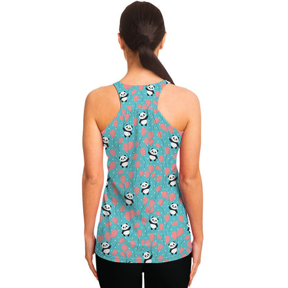 Cute Panda And Balloon Pattern Print Women's Racerback Tank Top