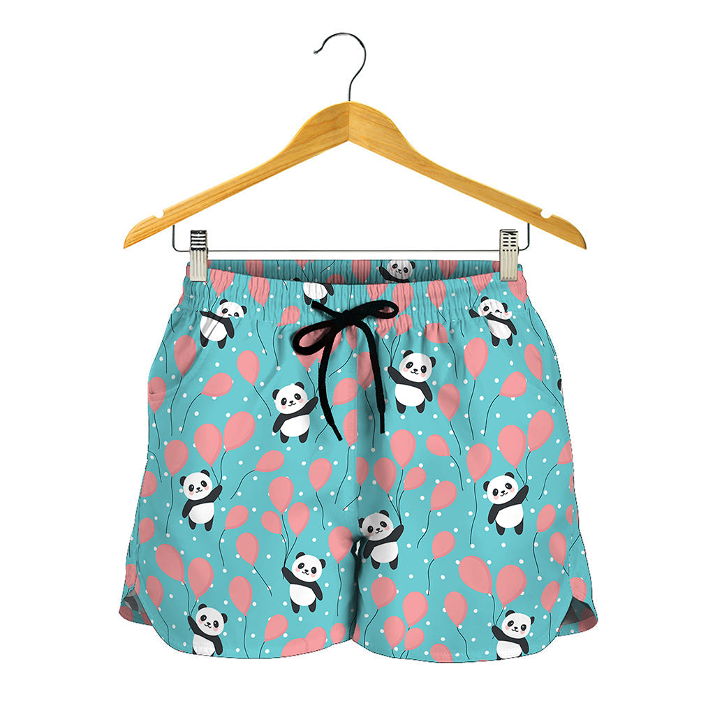 Cute Panda And Balloon Pattern Print Women's Shorts