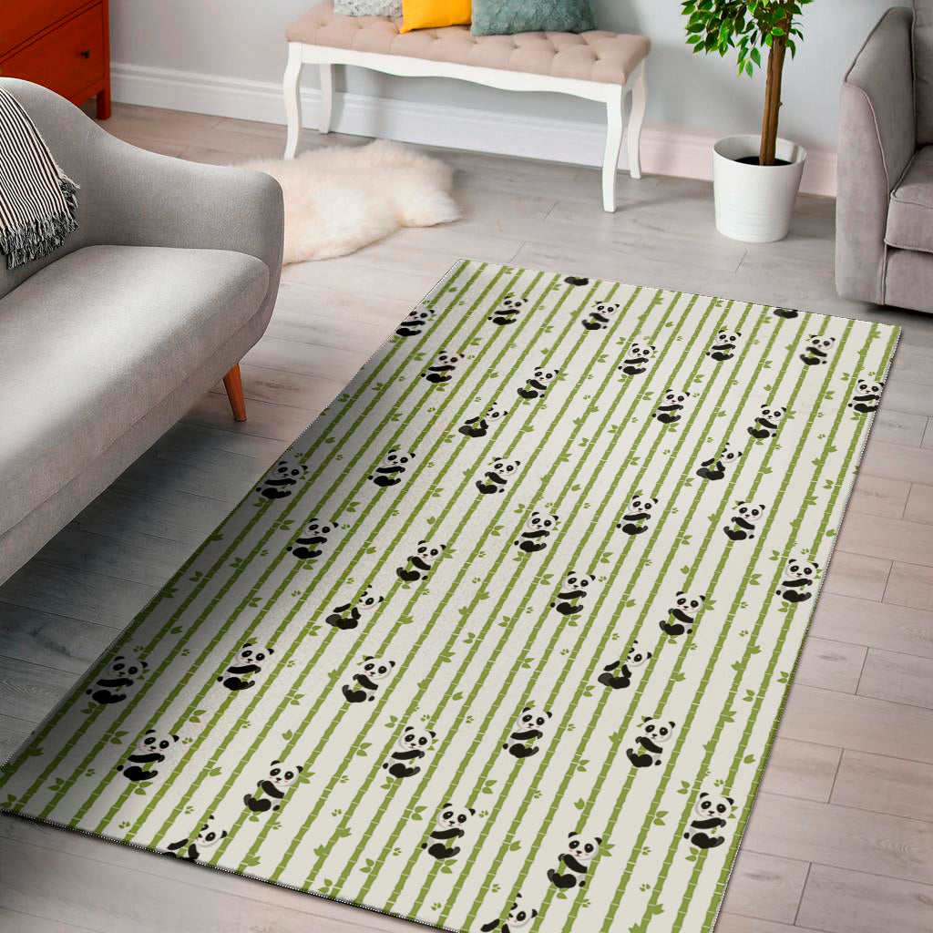 Cute Panda And Bamboo Pattern Print Area Rug