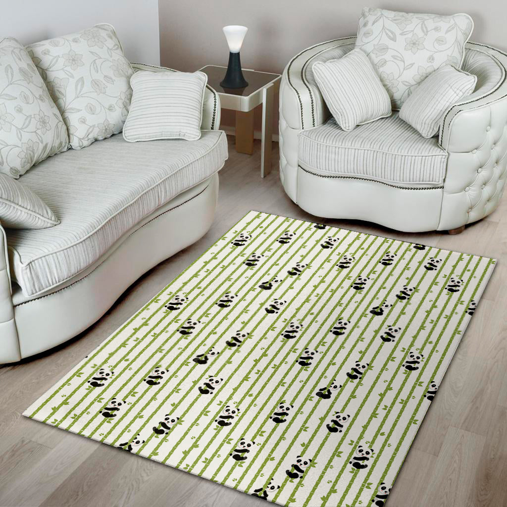 Cute Panda And Bamboo Pattern Print Area Rug