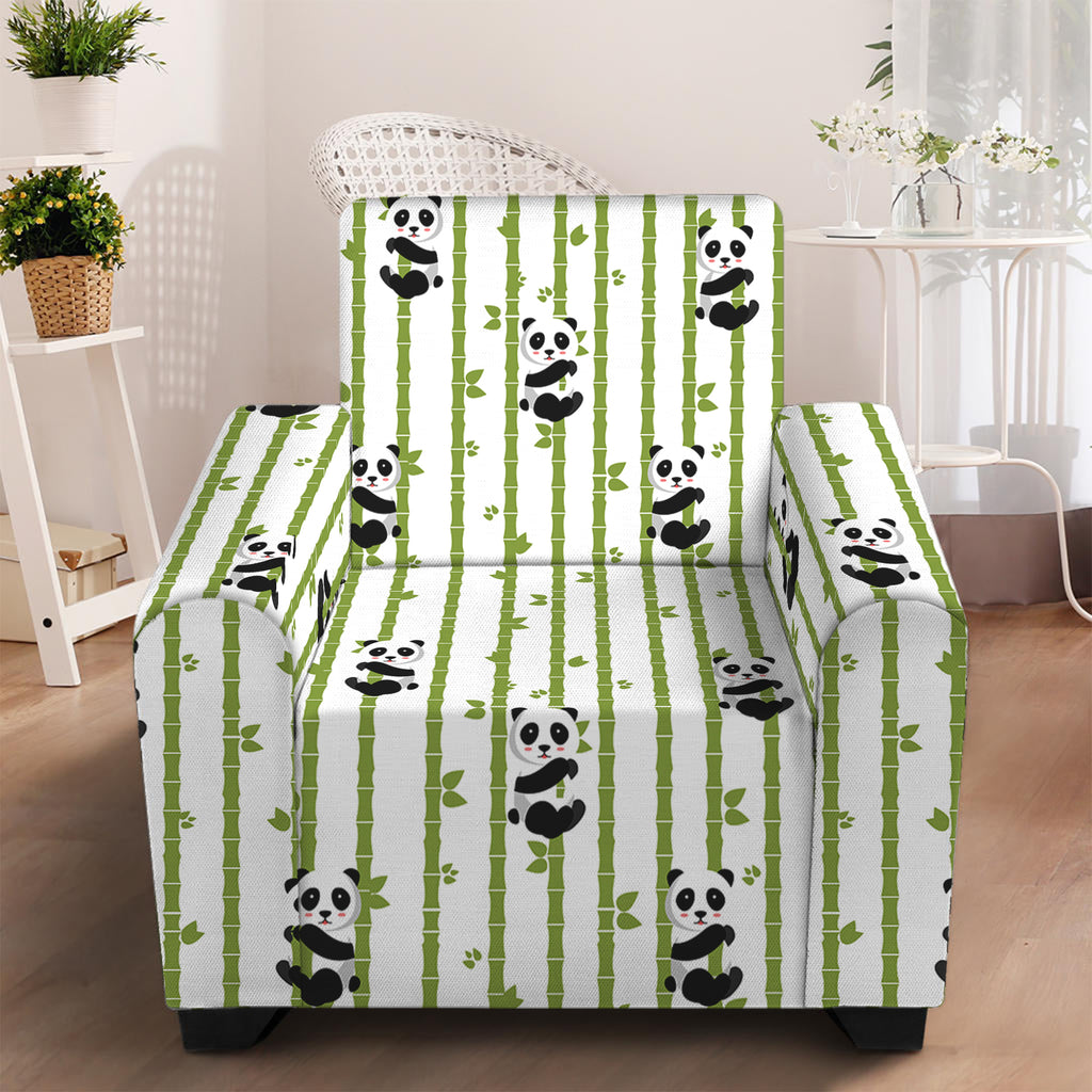 Cute Panda And Bamboo Pattern Print Armchair Slipcover