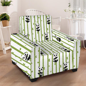 Cute Panda And Bamboo Pattern Print Armchair Slipcover