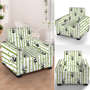 Cute Panda And Bamboo Pattern Print Armchair Slipcover