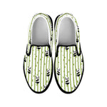 Cute Panda And Bamboo Pattern Print Black Slip On Shoes