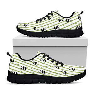 Cute Panda And Bamboo Pattern Print Black Sneakers