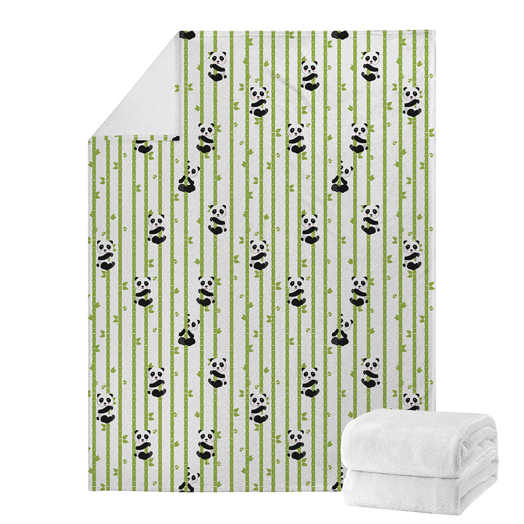 Cute Panda And Bamboo Pattern Print Blanket