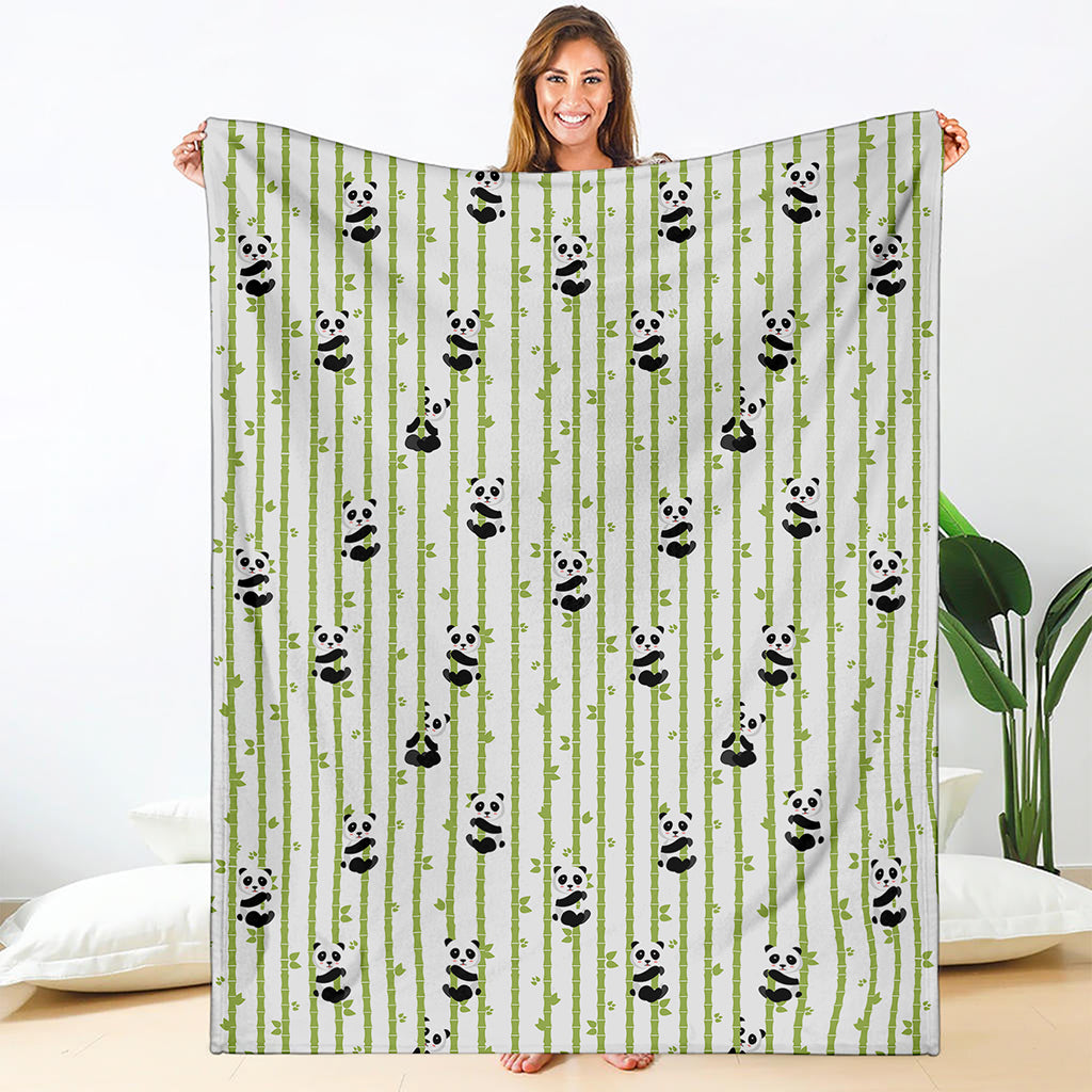 Cute Panda And Bamboo Pattern Print Blanket