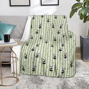 Cute Panda And Bamboo Pattern Print Blanket