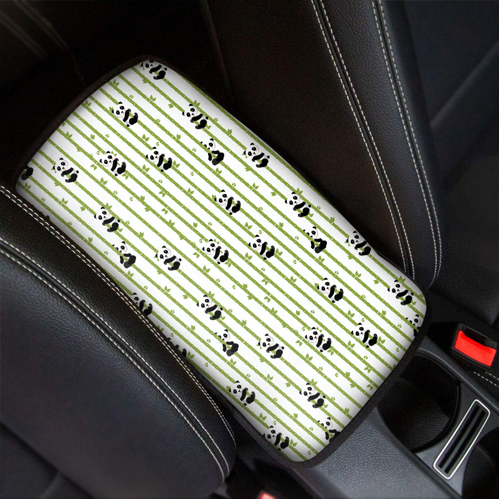 Cute Panda And Bamboo Pattern Print Car Center Console Cover