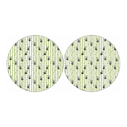 Cute Panda And Bamboo Pattern Print Car Coasters
