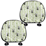 Cute Panda And Bamboo Pattern Print Car Headrest Covers