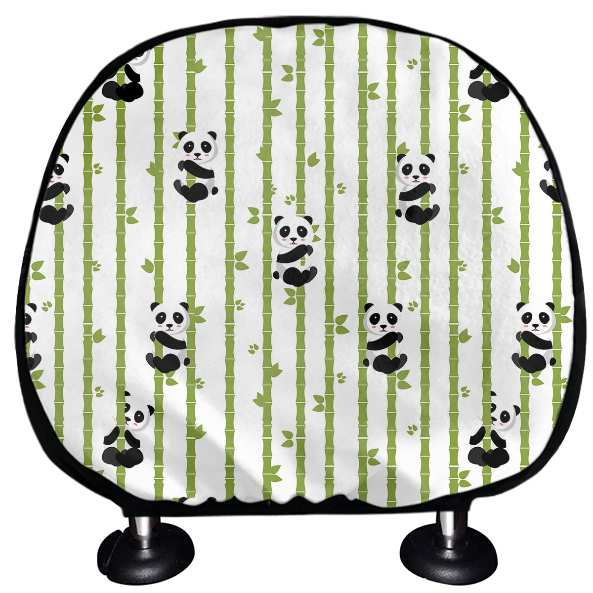 Cute Panda And Bamboo Pattern Print Car Headrest Covers