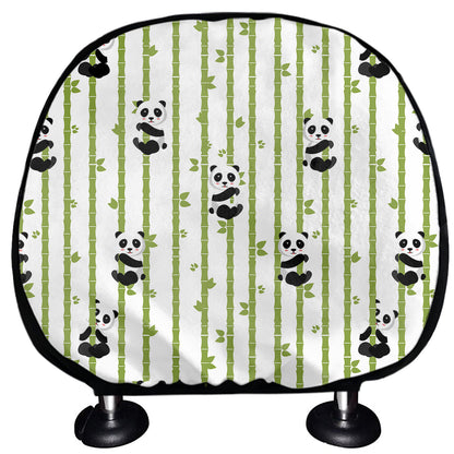 Cute Panda And Bamboo Pattern Print Car Headrest Covers
