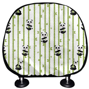 Cute Panda And Bamboo Pattern Print Car Headrest Covers