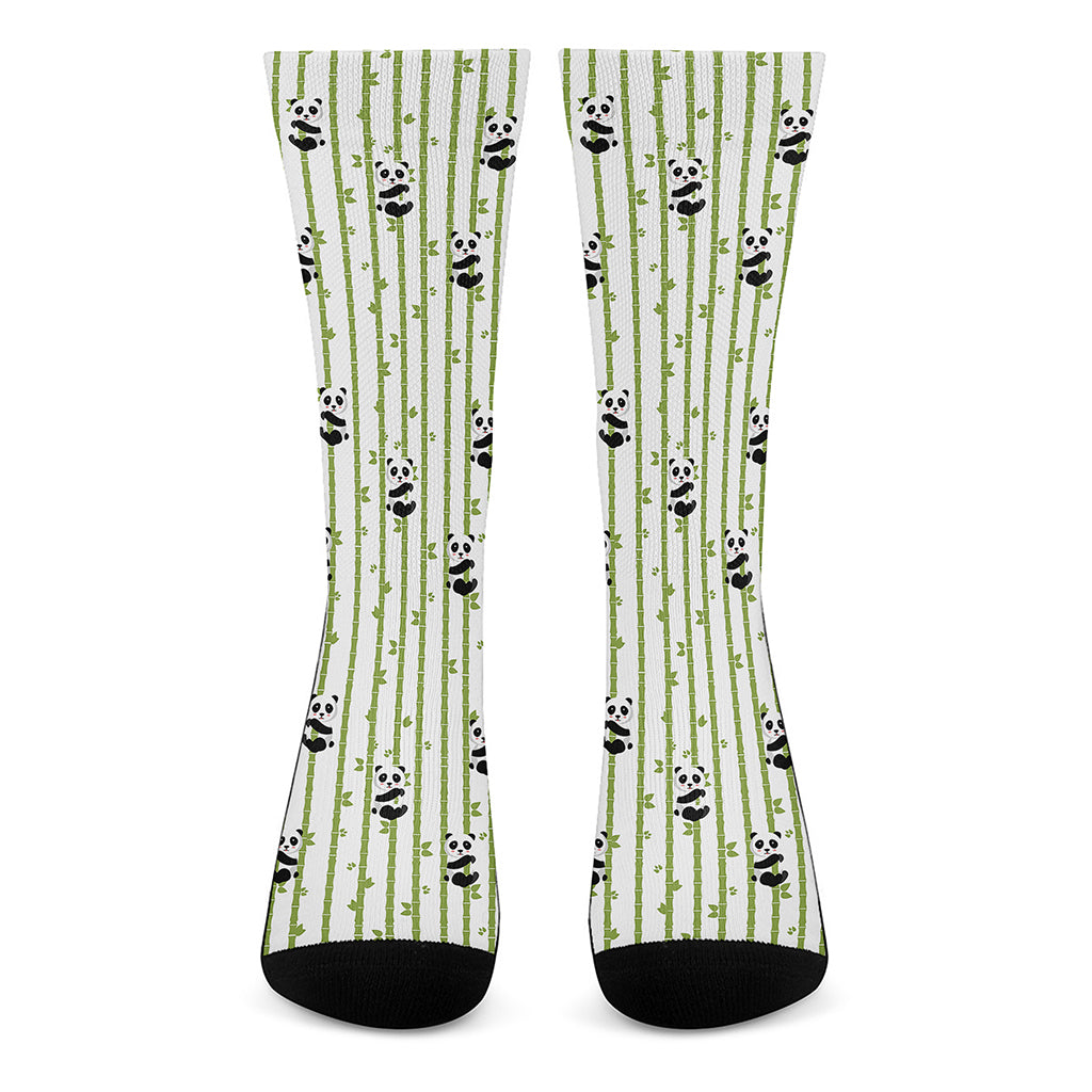 Cute Panda And Bamboo Pattern Print Crew Socks