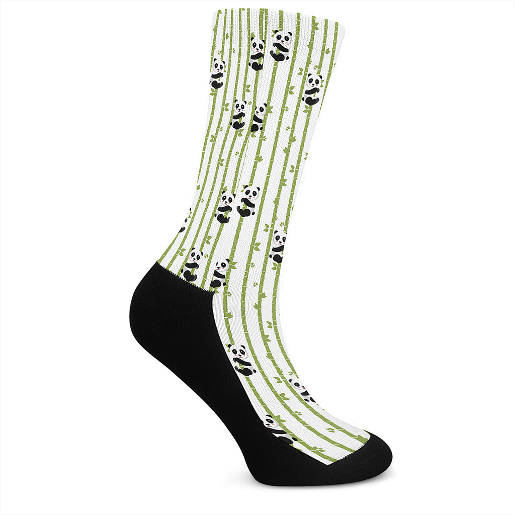 Cute Panda And Bamboo Pattern Print Crew Socks