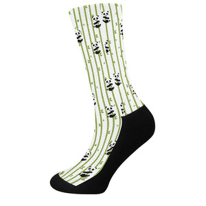 Cute Panda And Bamboo Pattern Print Crew Socks