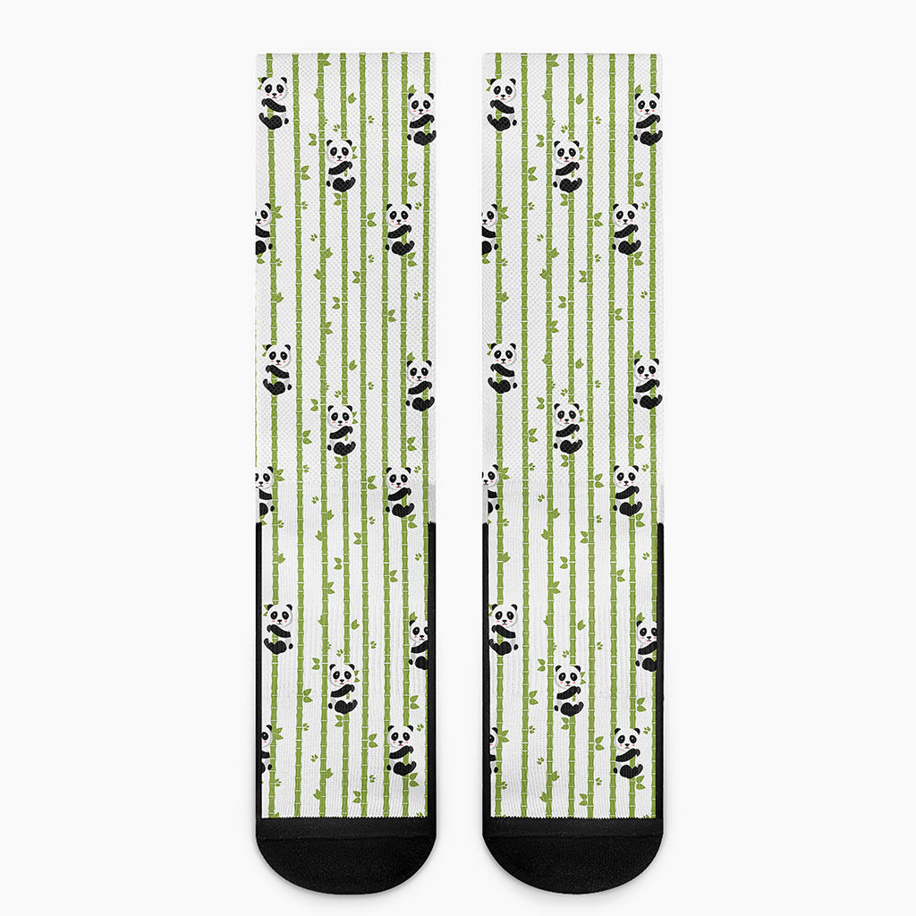 Cute Panda And Bamboo Pattern Print Crew Socks