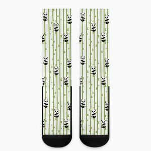 Cute Panda And Bamboo Pattern Print Crew Socks