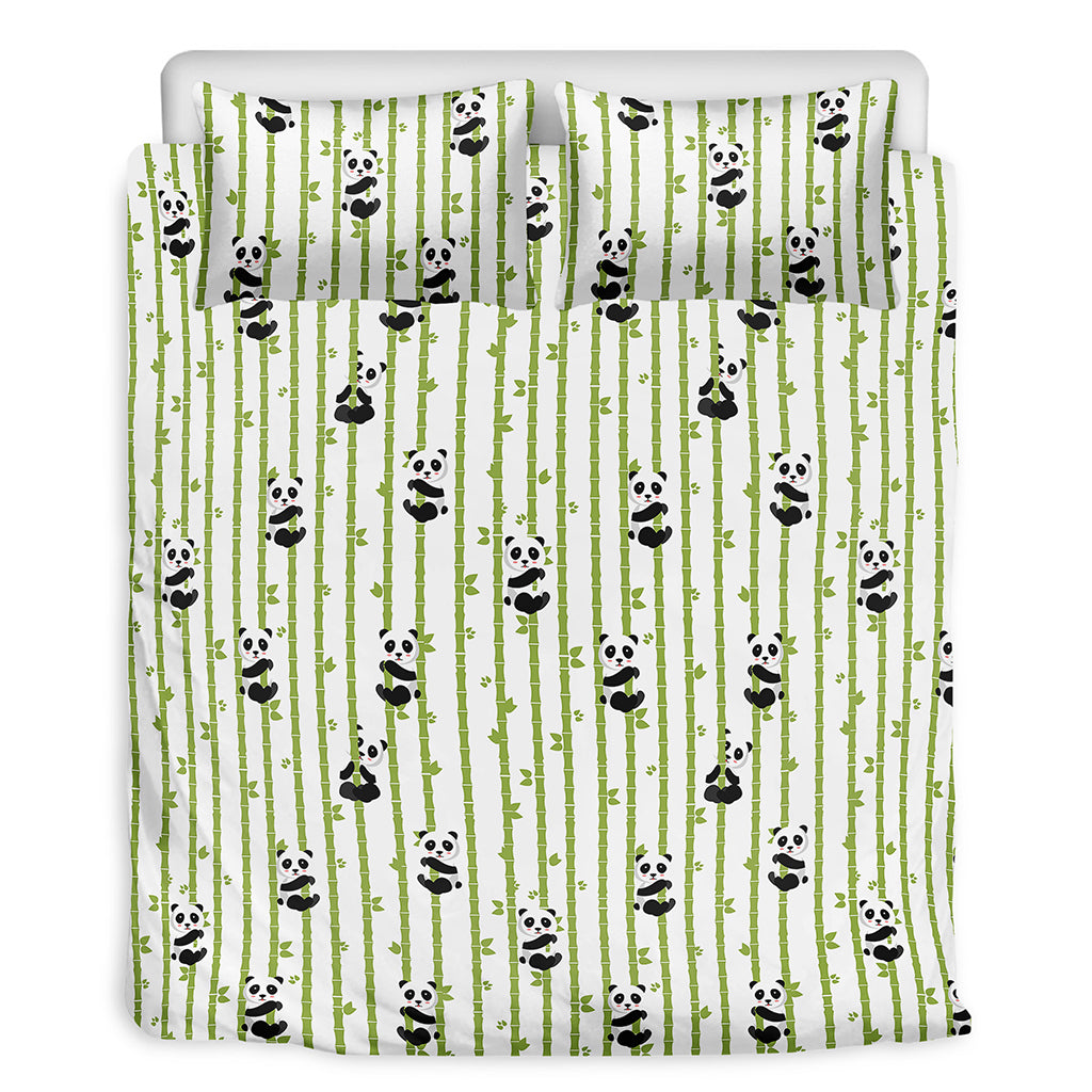 Cute Panda And Bamboo Pattern Print Duvet Cover Bedding Set