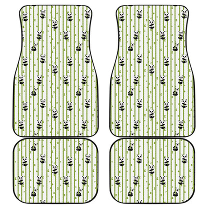 Cute Panda And Bamboo Pattern Print Front and Back Car Floor Mats