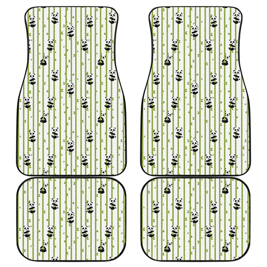 Cute Panda And Bamboo Pattern Print Front and Back Car Floor Mats