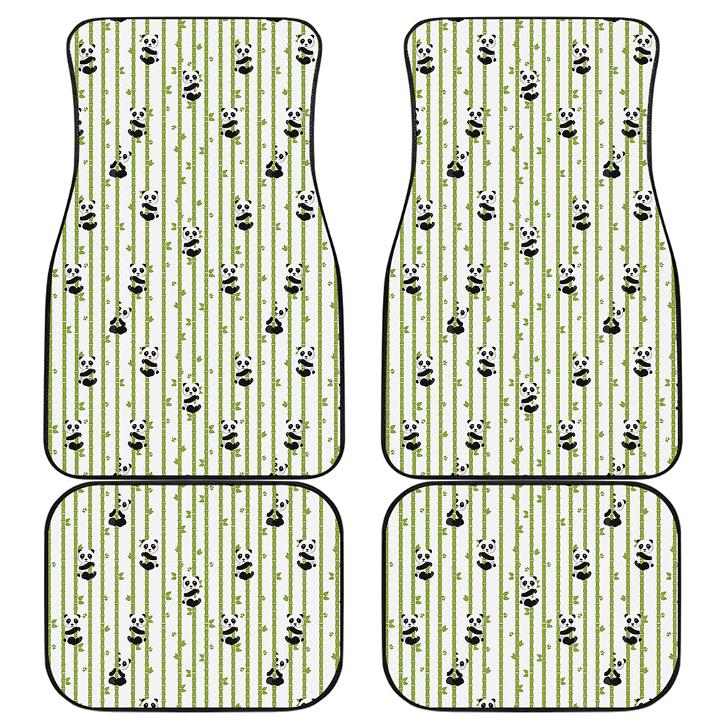 Cute Panda And Bamboo Pattern Print Front and Back Car Floor Mats