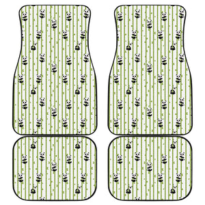 Cute Panda And Bamboo Pattern Print Front and Back Car Floor Mats