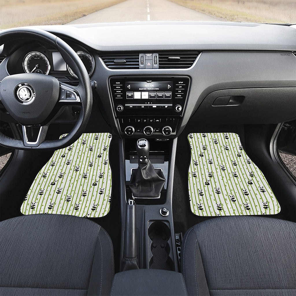 Cute Panda And Bamboo Pattern Print Front and Back Car Floor Mats