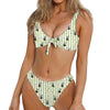 Cute Panda And Bamboo Pattern Print Front Bow Tie Bikini