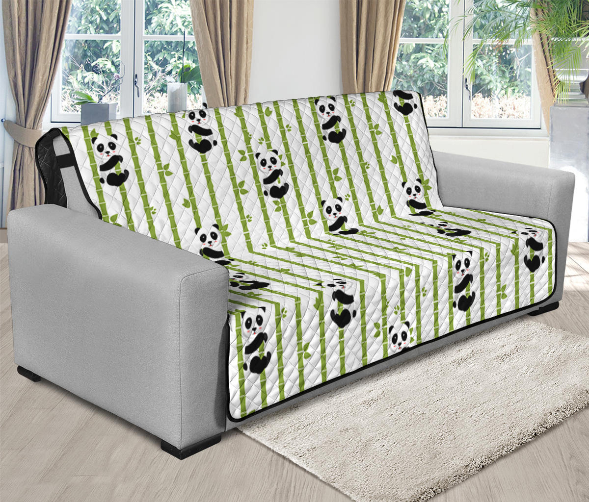 Cute Panda And Bamboo Pattern Print Futon Protector