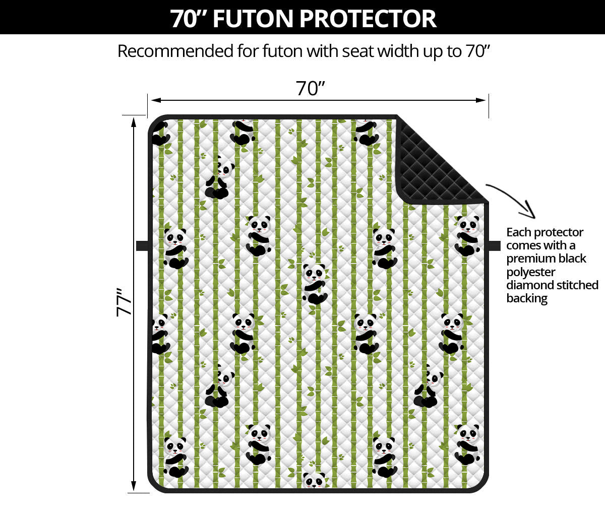 Cute Panda And Bamboo Pattern Print Futon Protector