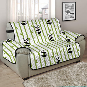 Cute Panda And Bamboo Pattern Print Half Sofa Protector