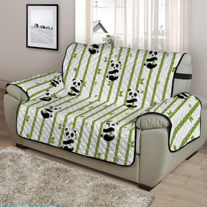 Cute Panda And Bamboo Pattern Print Half Sofa Protector