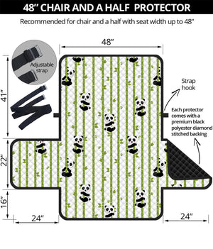 Cute Panda And Bamboo Pattern Print Half Sofa Protector