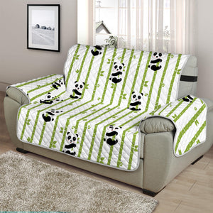 Cute Panda And Bamboo Pattern Print Half Sofa Protector