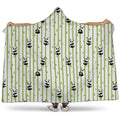Cute Panda And Bamboo Pattern Print Hooded Blanket