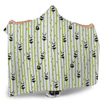 Cute Panda And Bamboo Pattern Print Hooded Blanket