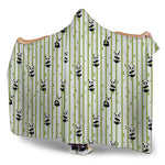 Cute Panda And Bamboo Pattern Print Hooded Blanket